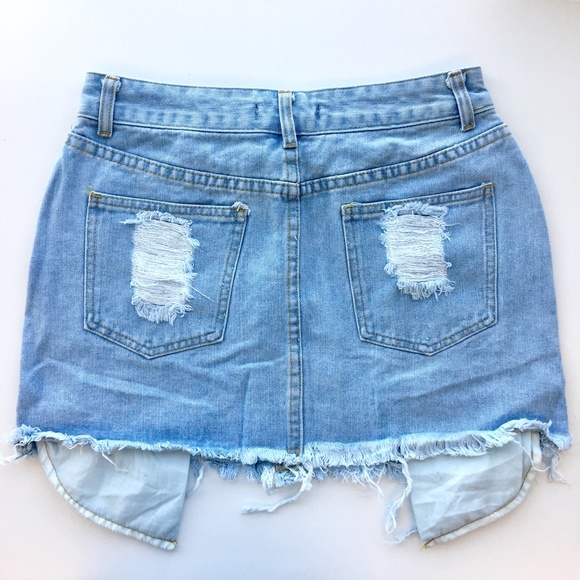 Distressed Denim Mini Skirt - Picture 3 of 8